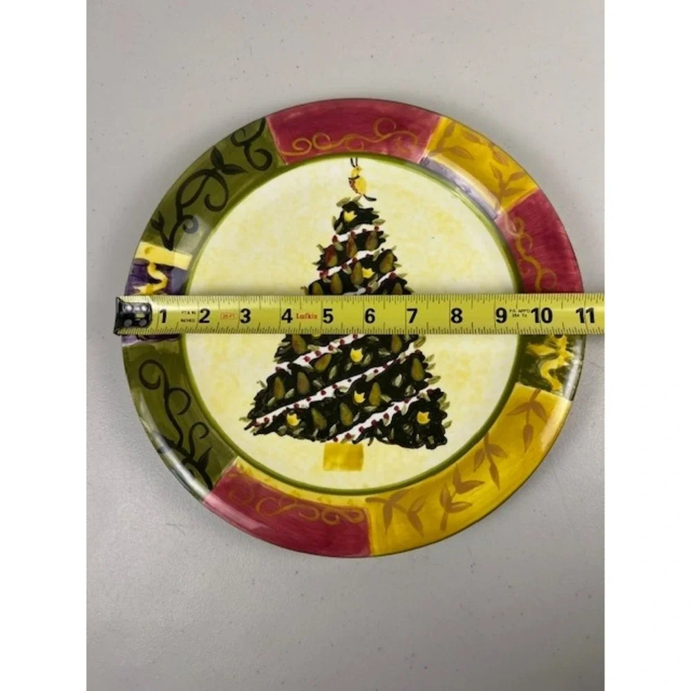 Certified International Sweet Olive Studio Christmas Tree Pear Dinner Plate 10.5